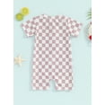 thumbnail image 4 of Jxzom Toddler Baby Girl Rash Guard Swimsuit Rompers 0 3 6 12 18 Months Checkerboard Zipper One Piece Bathing Suit, 4 of 8