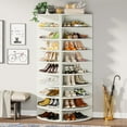 Tribesigns 9-Tier Shoe Rack, White Wooden Corner Shoe Cabinet - Walmart.com