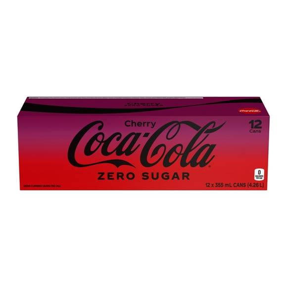 Coca-Cola Cerise Zero Sucre Fridge Pack Cannettes, 355 mL, 12 Pack 12 x 355