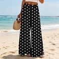 thumbnail image 4 of ClodeEU Women Elastic High Waist Polka Dot Wide Leg Palazzo Pants,Casual Loose Flowy Trousers ,Women's Plus L, 4 of 5