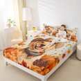 thumbnail image 4 of Manfei Kawaii Pet Dog Queen Sheet Sets,Fall Maples Pumpkin Flat SheetRustic Pine Cone Queen Fitted Sheet For Teens,Luxury Bedroom Decor,4-Piece, 4 of 7