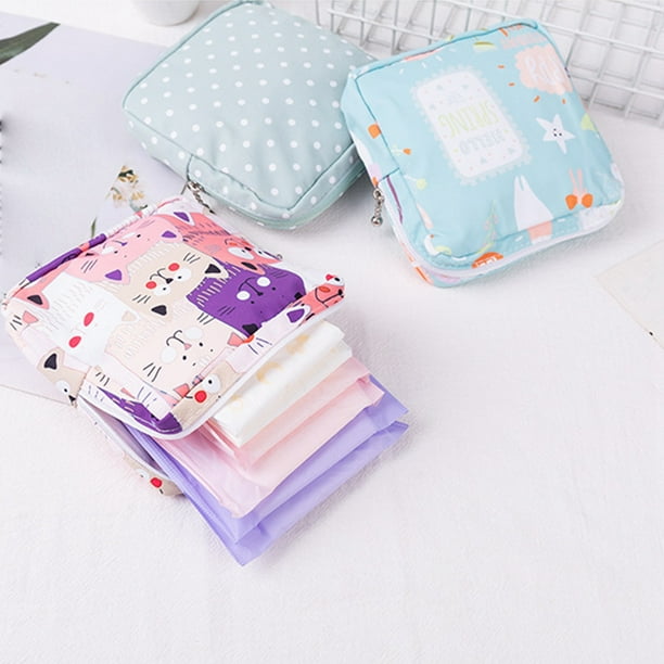 Una Bolsa de Almacenamiento de Servilletas Sanitarias de Gran Capacidad, Bolsa Organizadora de Tampones para PeríOdo FisiolóGico de NiñAs de , Mini Bolsa