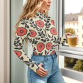 thumbnail image 5 of joogoo Flowers Women's Mock Turtle Neck Long Sleeve Bodysuit S, 5 of 8