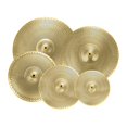 thumbnail image 2 of Milaget 5Pcs Low Volume Cymbals Set Sturdy Quiet Cymbals Practice for Rehearsal Room Yellow, 2 of 9