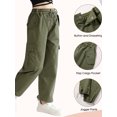 thumbnail image 4 of Usaibhir Girls Cargo Pants Casual Drawstring Jogger Sportswear Parachute Pants 7-14T, 4 of 8