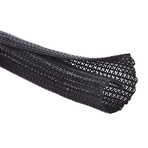 Vibrant VIB25801 1/2" Braided Flexible Split Sleeve Wire Loom Conduit 10' Black 
