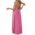 thumbnail image 6 of Hiiko Women's Backless Spaghetti Strap Maxi Dress Casual Solid Color Loose Cami Dresses, 6 of 6