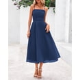 thumbnail image 4 of Vestido PRETTYGARDEN para mujer, de verano, con tirantes finos, midi, azul marino, 4 of 9