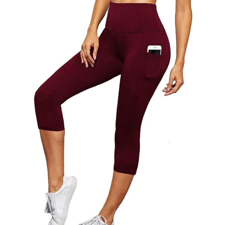 Womens Activewear Sports Leggings Solid Leggings with Phone Pocket