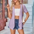 thumbnail image 5 of Feancey Lightweight Cardigans for Women Short Sleeve Casual Eyelet Blazers Solid Color Trendy Open Front Cardigan Jackets with Pockets Purple M, 5 of 7
