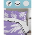 thumbnail image 4 of Quilts Full Size Bedding Set, Purple Palm Trees Lightweight Quilted Comforter, Farmhouse Tropical Summer Beach Soft Reversible Bedspread Coverlet with Pillow Covers for All Season, 78" x 90", 4 of 7