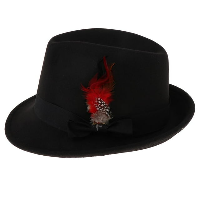 Wool Felt Hat with Feather, Hat, Magician Hat, Fancy Dress Accessory , Black, as described