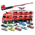 thumbnail image 1 of Hauler Truck Toy Set With Ejection Race Track Deform Transport Car With Racing Cars For Kids Gift, 1 of 12