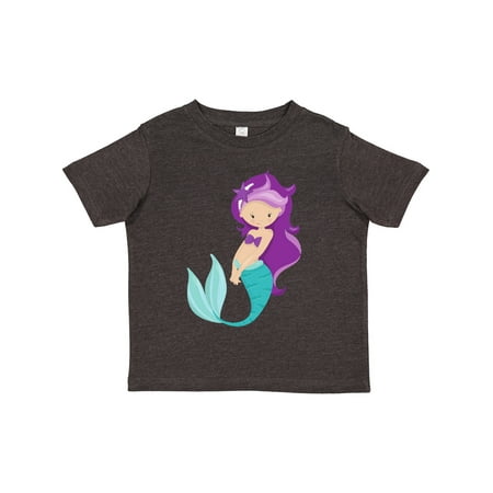 

Inktastic Cute Mermaid Little Mermaid Purple Hair Star Gift Toddler Toddler Girl T-Shirt