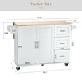 thumbnail image 3 of Kitchen Island & Kitchen Cart, Mobile Kitchen Island with Extensible Rubber Wood Table Top,adjustable Shelf Inside Cabinet,3 Big Drawers, with Spice Rack, Towel Rack, Black-Beech White, 3 of 9