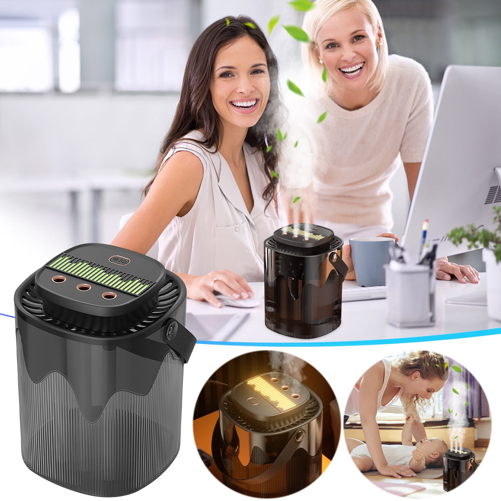 3L Large Capacity Household Humidifier USB Silent, Cool Mist for Bedroom Dorm Office, with Night Light and Auto Shut Off, for Baby Nursery Plant Hydration