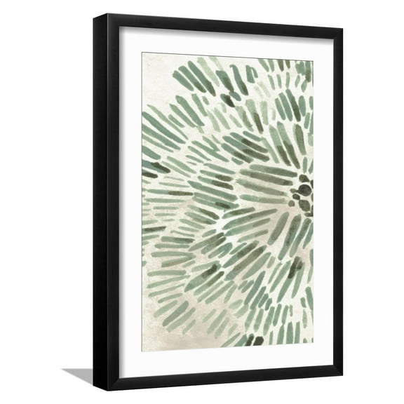 Art.com Green Flowerhead I Art Print by June Vess, Black Frame Wall Art, 17" x 23"