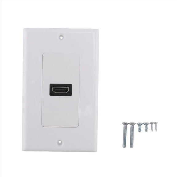 New 1-Port Wall Face Plate Panel Cover Coupler Outlet Extender 3D 1080P White,1 x 1-Port HDMI Wall Face Plate Panel 4 x Screws,White