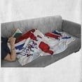 thumbnail image 6 of Union Jack Soft Flannel Fleece Throw Blanket, Faded United Kingdom Flag and Country Map Composition Nations , Cozy Plush for Indoor and Outdoor Use, 50" x 70", Violet Blue Red White, by Ambesonne, 6 of 6
