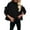 Black, variant on BadPiggies Women's Lapel Fuzzy Fleece Sweatshirt Casual Loose Pullover Cozy Fluffy Warm Turtleneck Jacket Coat (S, Black)