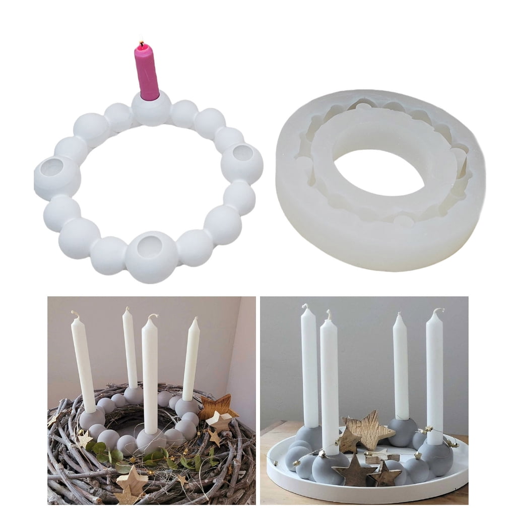 lanema Hand-Making Silicone Mold Sphere Candle Base Moulds Silicone Candle Holder Molds