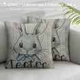 thumbnail image 3 of Qinduosi Rabbit Pillow Case Cute Animal in Black White Stripes Word Easter Throw Pillow Cover Decorative Square Cushion Canvas Home White, 3 of 5