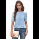 thumbnail image 1 of Blusa de Verano para Mujer, con Encaje de Crochet, Ojales, Bordada, de Corta, Abullonada, Azul , XXL, 1 of 9