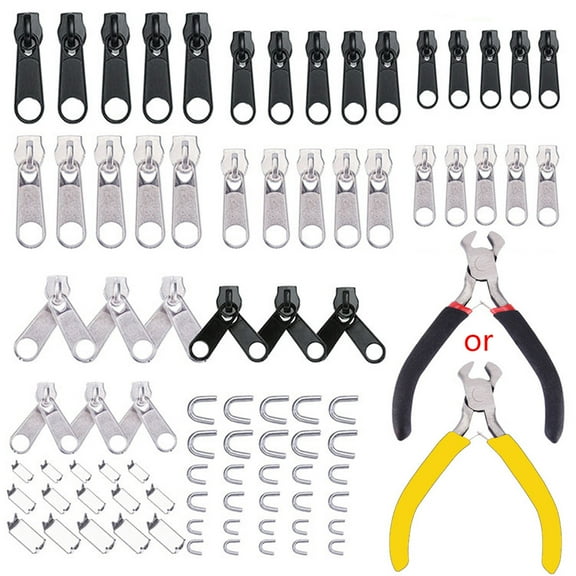 85pcs/set Zipper Rep Sewing for Slider Install Plier Metal Lock Pull