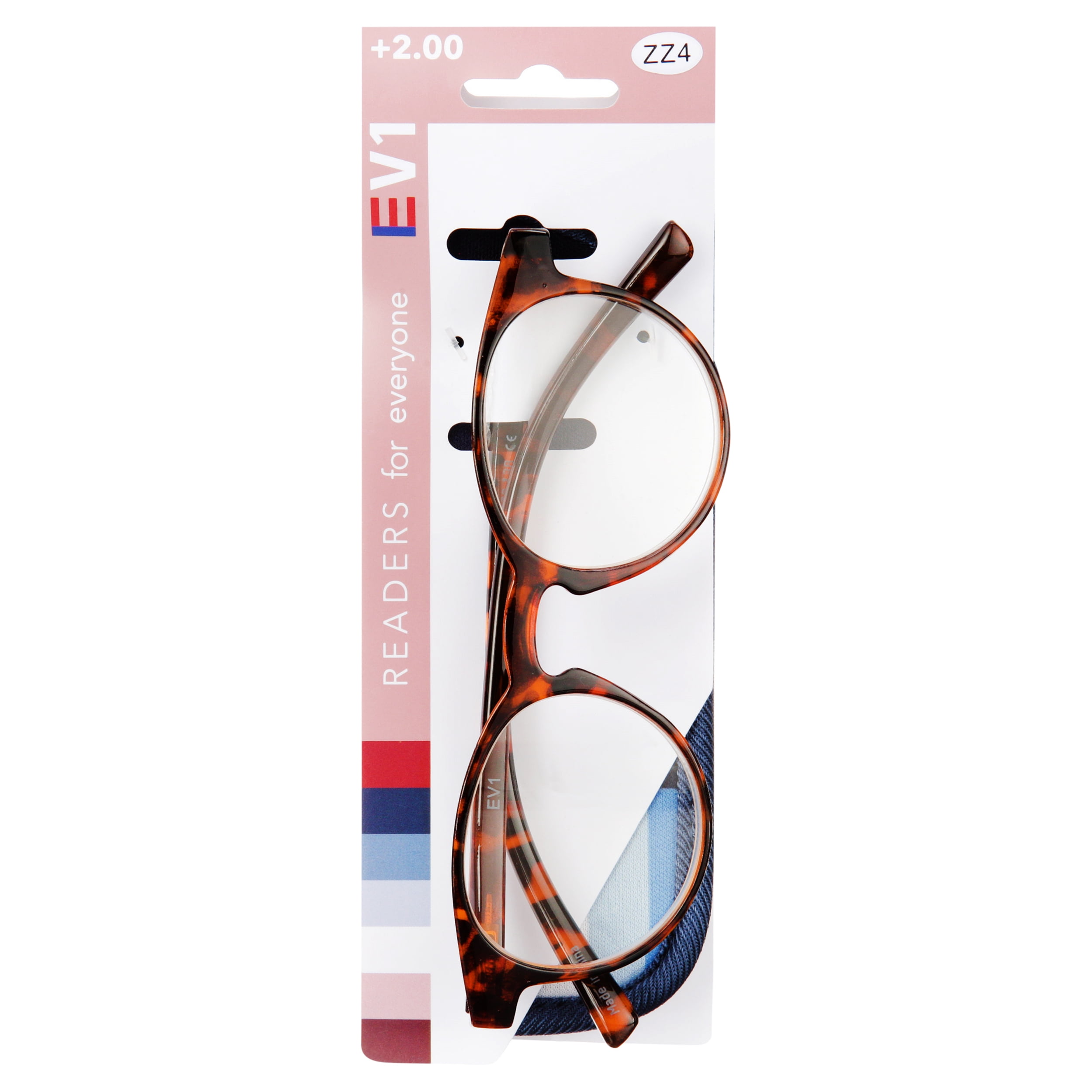 (2 pack) EV1 Pearl Tortoise +2.00 Reading Glasses with Case