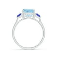 thumbnail image 2 of ANGARA Natural Cushion 1.95 ct Aquamarine & Trillion Tanzanite 3 Stone Ring in 14K White Gold for Women (Size-8mm) | March Birthstone, Anniversary, Jewelry Gift for Women | Natural Aquamarine Ring, 2 of 10