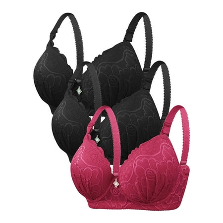 Under 10 Women s Solid Color Steel Ring Bra  Oversized Gathering Underwear  Daily Wear  Comfortable  For Workout  Sports Bra  Seamless Design  Stylish Plus Romper|Nylon Spandex Red