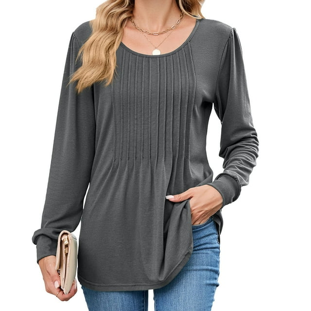 My Items Chemises pour Femmes Chemises à Manches Longues Classiques T-Shirts Amples Col Rond Haut à Manches Longues pour Usage Quotidien et Activités Décontractées