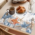 thumbnail image 3 of Blue Coastal Placemats Set of 4 Summer Beach Starfish Weeping Eucalyptus Place Mats Indoor Wipeable Table Mats Washable Cloth Dining Table Placemats for Kitchen Holiday Party Home Decor 13x19 Inch, 3 of 9