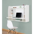 thumbnail image 4 of Versatile Wall Mount Floating Computer Desk - Stylish and Space-Saving Writing Study Table with Shelves - Ideal for Living Room, Bedroom, and Home Office, White, 4 of 5