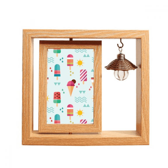 Sun Mountain River Popsicle Sweet Ice Wooden Rotating Picture Photo Frame 4x6