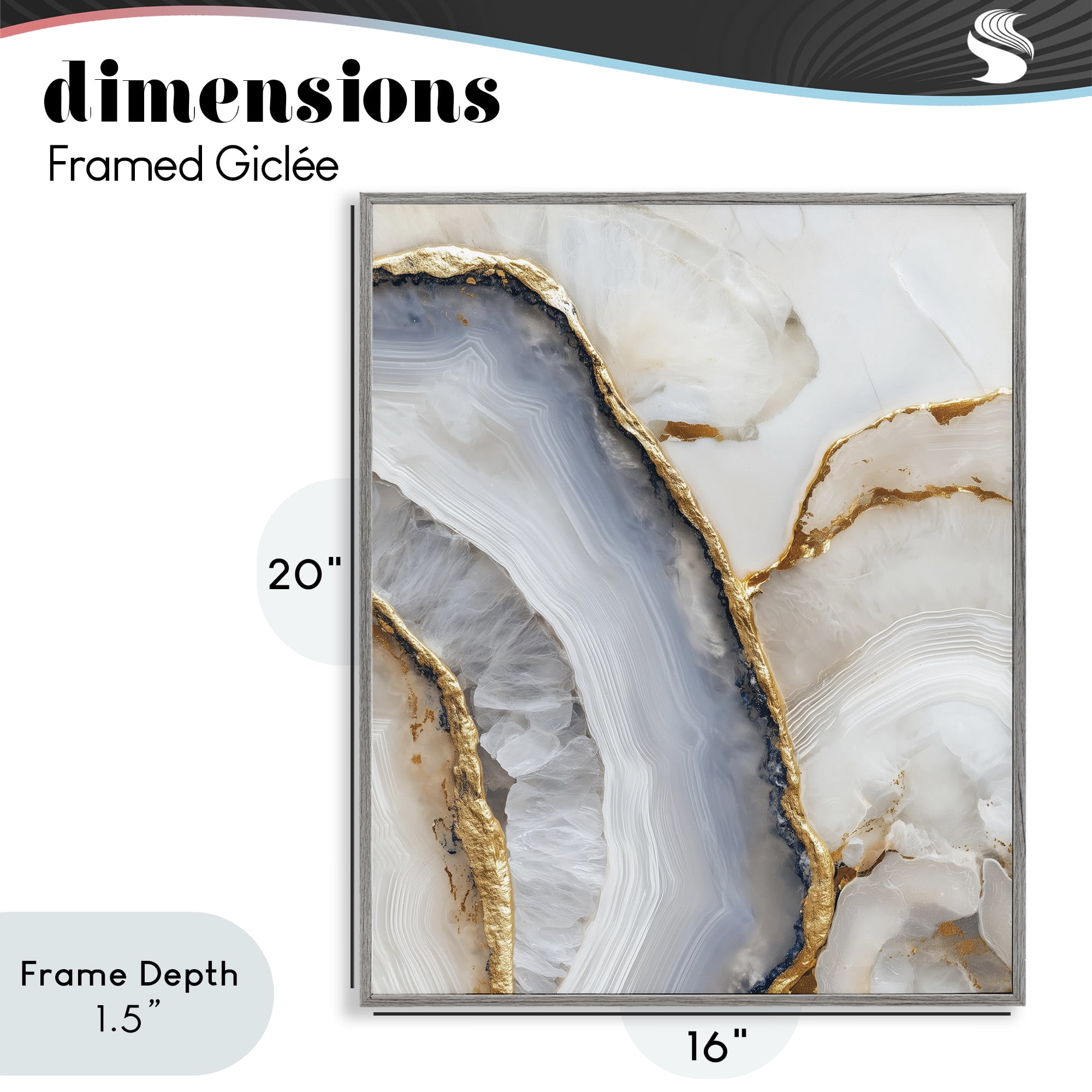 Stupell Industries Golden Marble Flow Gray Framed Giclee Art, design by Svetlana Aleynikova