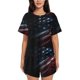 thumbnail image 1 of Balery American Flag Waving Print Conjunto de Pijama para Mujer con Estampado, Dos Piezas de Manga Corta y Shorts, Ropa de Dormir Suave con Cuello Redondo y Bolsillos-XX-Large, 1 of 6
