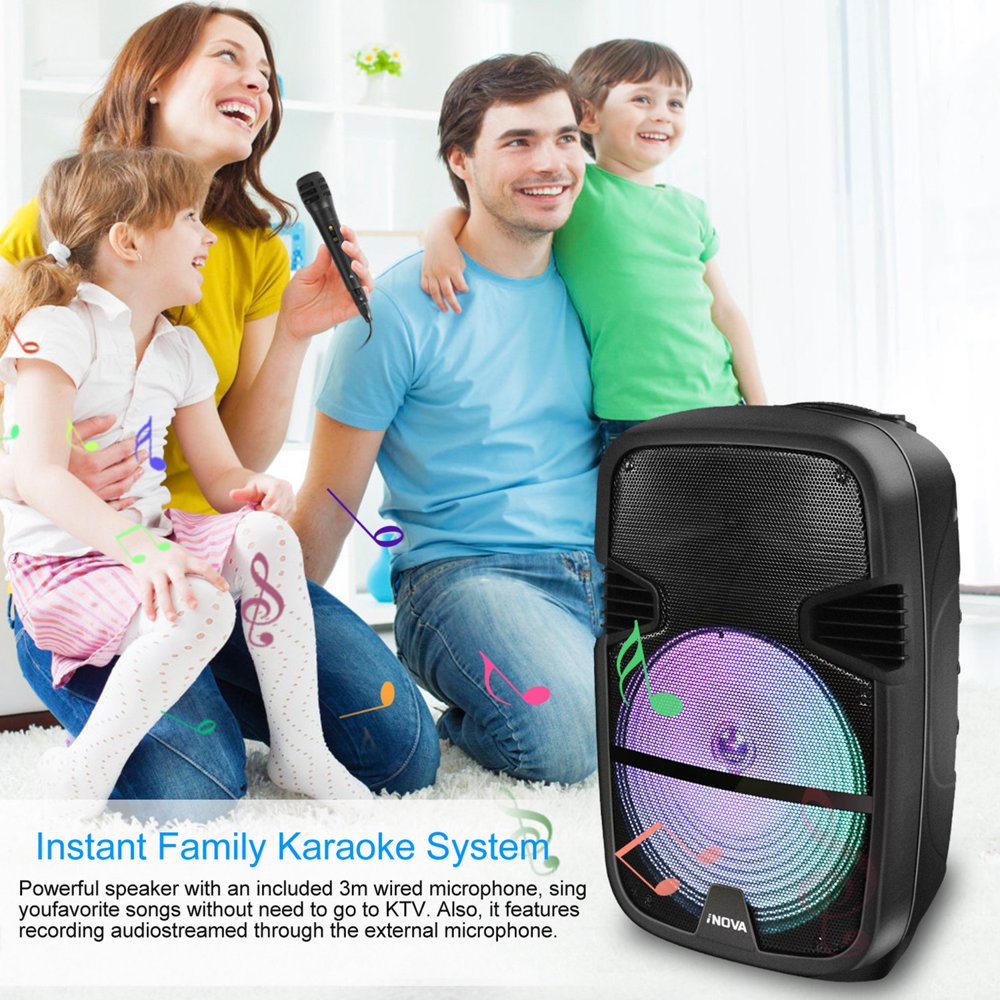 iNOVA Wireless Bluetooth Speaker Portable PA Karaoke System with Wired