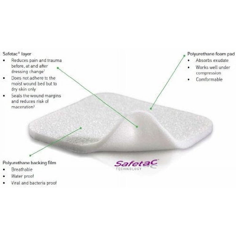 Mepilex Foam Dressing 6 X 6 Inch - Box Of 5, For Wound Care, Exuding Wounds