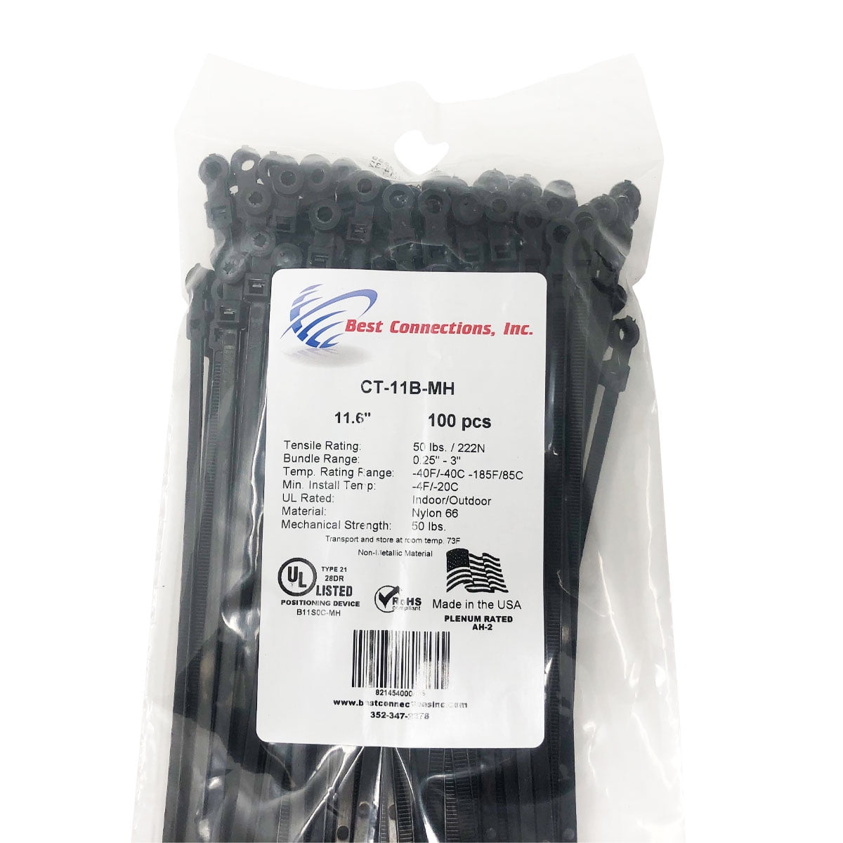 1000 Pieces 8 Screw Down Nylon Cable Zip Ties Mounting Hole 50 Lbs Test Black