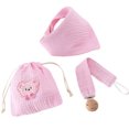 thumbnail image 6 of 3pcs/Set Natural Cotton Bib Pacifier Leash Set and Reusable Storage Bag Infant Care Collection Baby Essential, 6 of 9