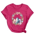thumbnail image 1 of Chandail à Manches Courtes Col Rond pour Femmes, Haut Décontracté Imprimé avec Mélange Polyester-Spandex, Léger et Extensible, Lavage à la Main Froid, 1 of 3