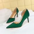 thumbnail image 2 of Women Pointed Toe High Heel Stiletto Pumps 7CM Satin Cut-Out Wedding Evening Party Court Shoes, 2 of 6