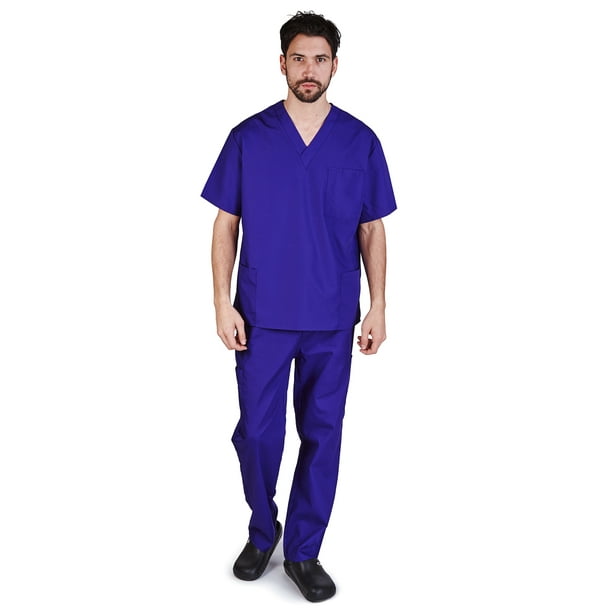 Natural Uniforms Men Scrub Set, Men Medical Uniforms 102 (Purple, Large ...