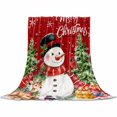 thumbnail image 2 of Winter Snowman Throw Flannel Blanket 40x60In Merry Christmas Xmas Tree Elk Red Wood Grain Super Soft Cozy Bed Blanket, Lightweight Plush Fuzzy Bed Throw for Bedroom Sofa Couch Living Room, 2 of 4