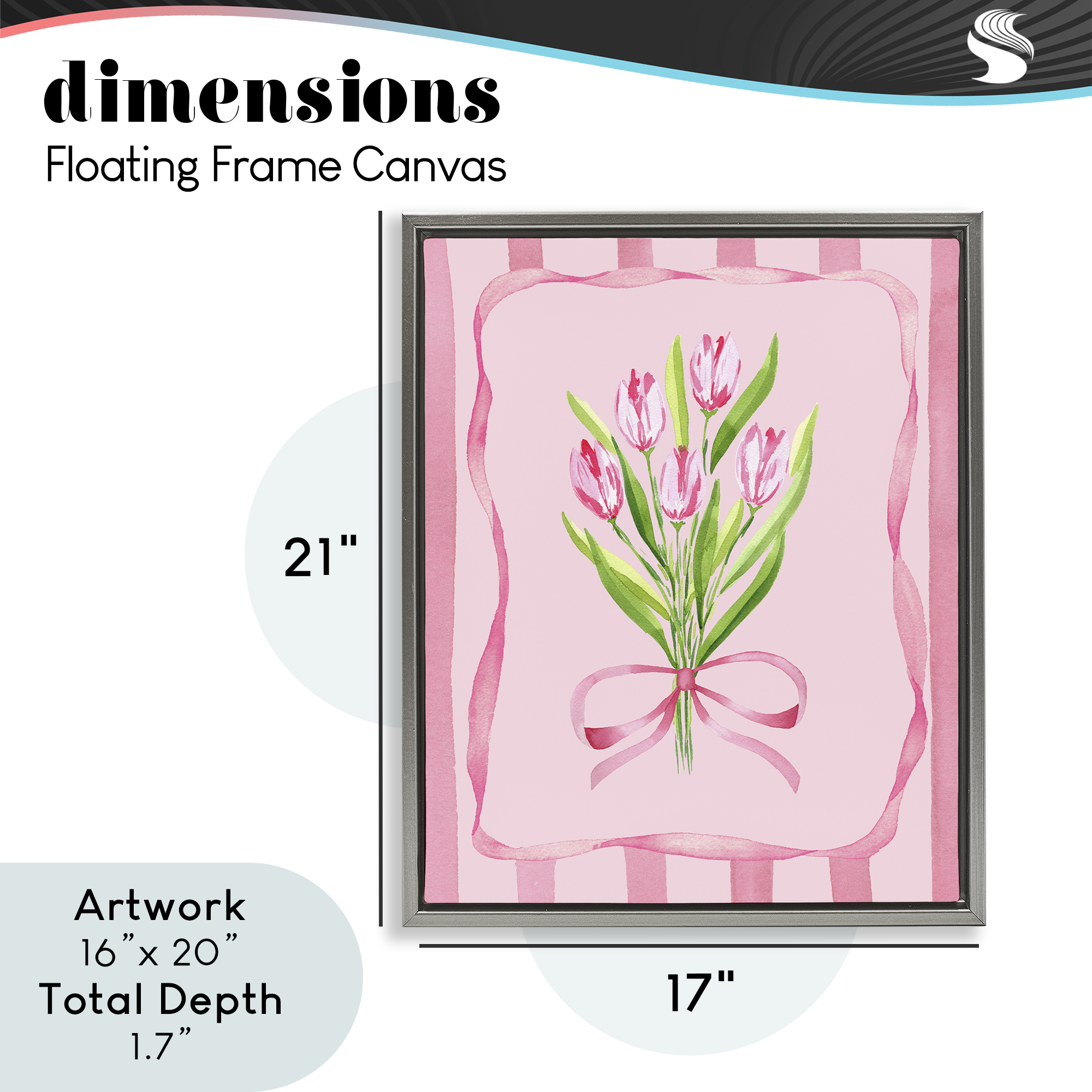 Pretty And Sweet Tulips Gray Framed Floater Canvas Wall Art, design by Nina Jacobs