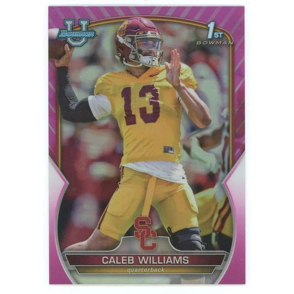 NFL 2022 Bowman University Chrome Pink Refractor 1st Bowman Caleb Williams #50 (Pre-Rookie)