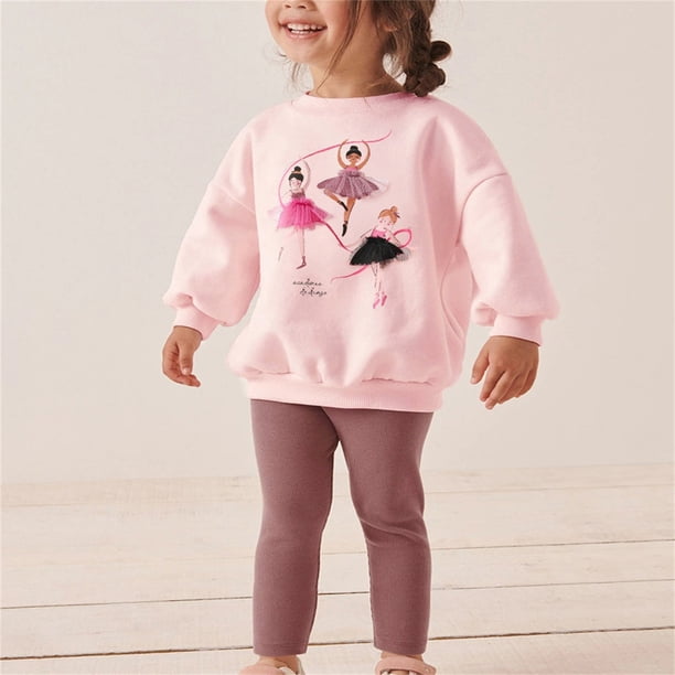 Odeerbi 2-8 Años Conjunto Niña Sudadera Daisy Algodón Cuello Redondo Mallas Conjunto Dos Piezas Primavera Sudadera Cintura Elástica Pantalones Largos