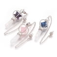 thumbnail image 1 of Natural Gemstone Dowsing Pendulums with Platinum Tone Brass Findings Merkaba Star 257mm Hole: 2mm, 1 of 3