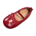 thumbnail image 3 of Viluyesy Big Kids Girls Leather Flats - Bow Princess Sandals - Soft Sole Spring Summer Dress Shoes Wine Size 9.5, 3 of 6